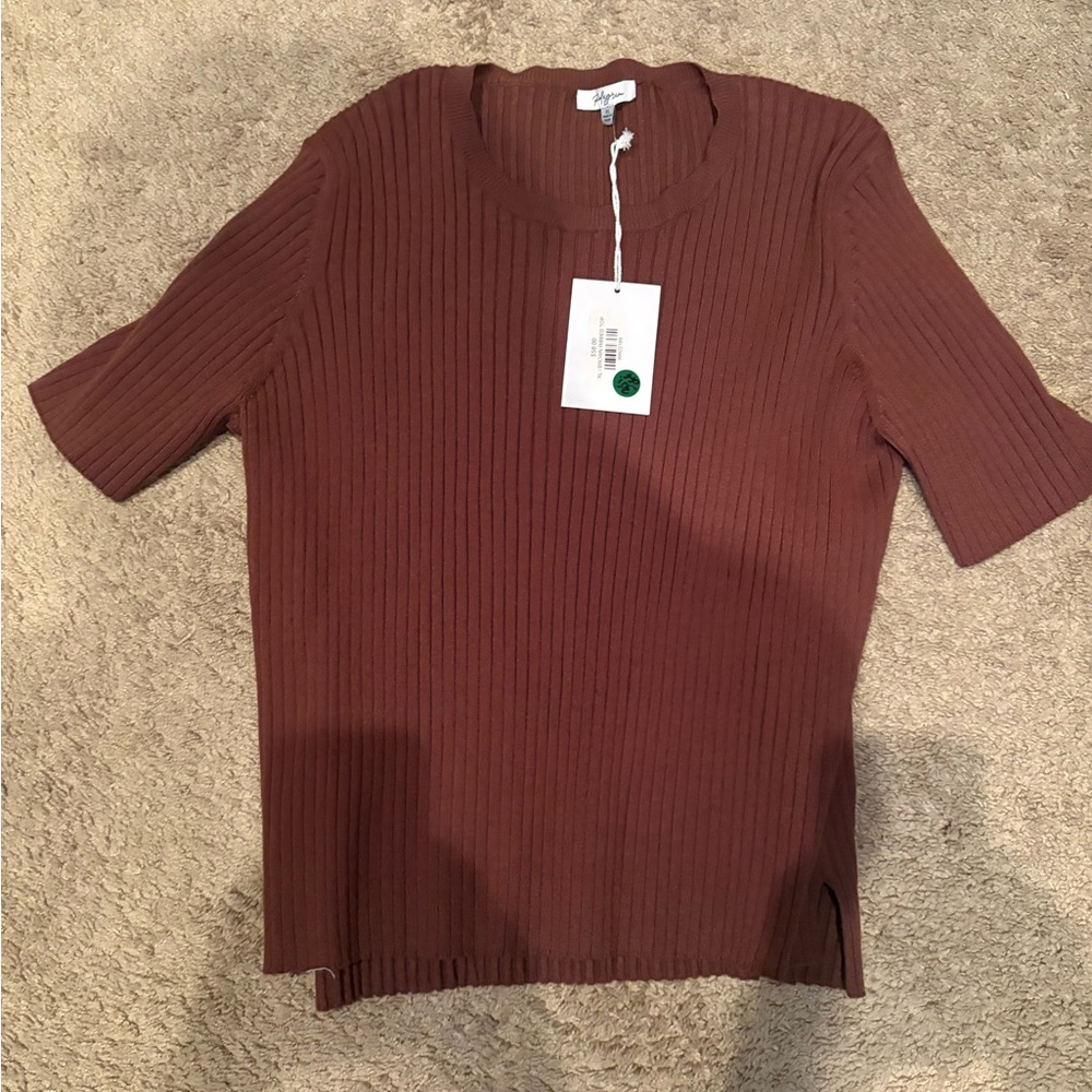 Polagram Brown Ribbed Knit Top